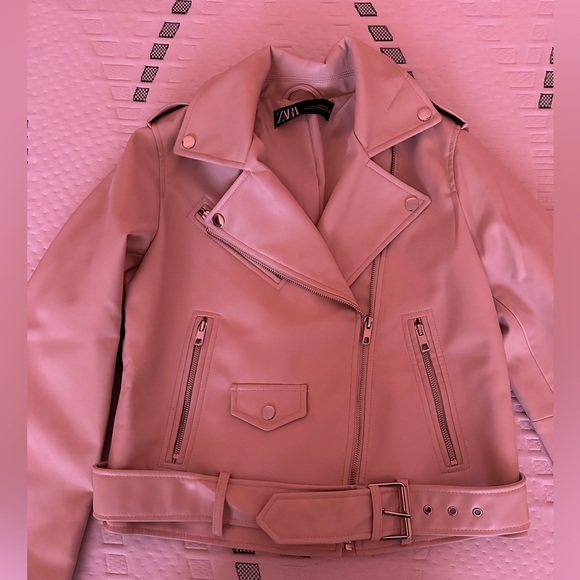 Zara Ecru Leather Jacket - Picture 3 of 5